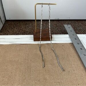 Extra long swirl twisted dainty silver tone earrings fashion statement formal